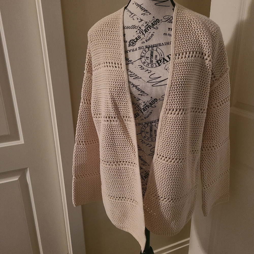 Sweater "Icone" Cotton open Knit Beige Size Small Womens Relaxed Fit